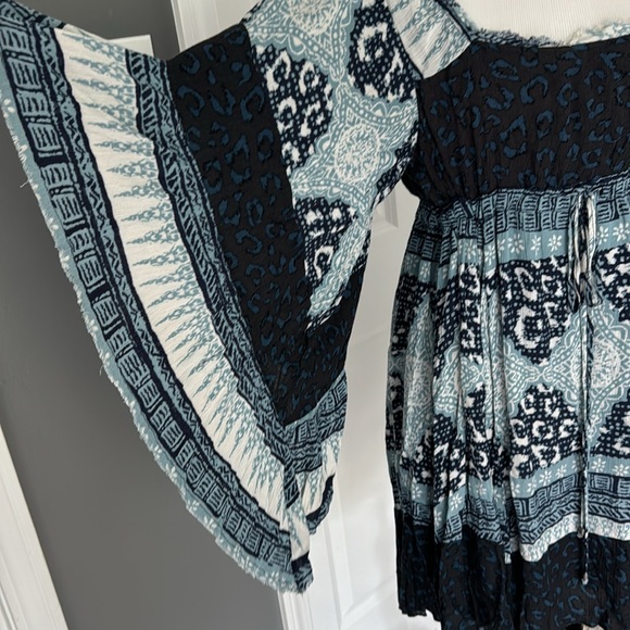 Free People Black and Blue Patterned Dress - Picture 6 of 9